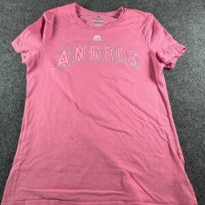 Majestic Los Angeles Angels Anaheim Mike Trout #27 Shirt Girls XL Pink Crewneck